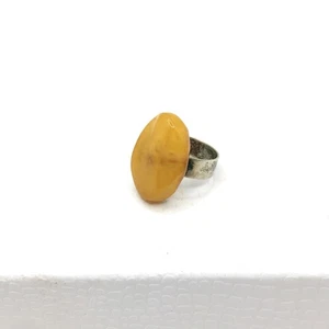 Anello vintage 925 butterscotch tuorlo d'uovo ambra baltica argento sterling misura 5,5 - Foto 1 di 7