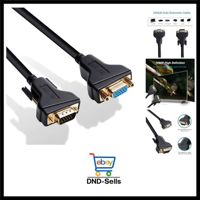 VGA Verlängerungskabel Schwarz 1,8m Stecker auf Buchse Full HD - Bild 1 von 4