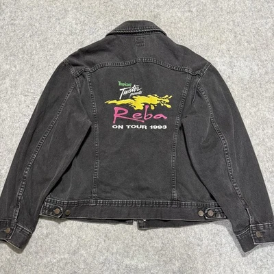 Vintage Reba Denim Jacket Mens Large Black Lee Tropicana Twister Tour 1993 - Image 1 of 4