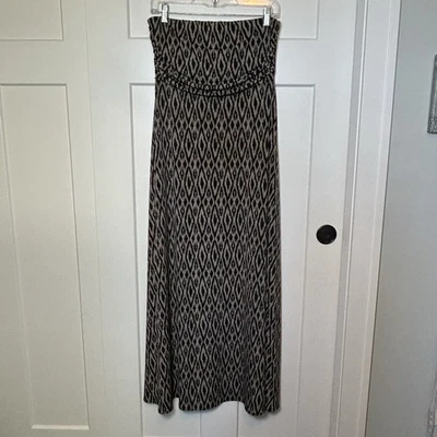 Banana Replublic Strapless Maxi Dress - Womens Size MEDIUM  - Black & Cream - Image 1 of 4