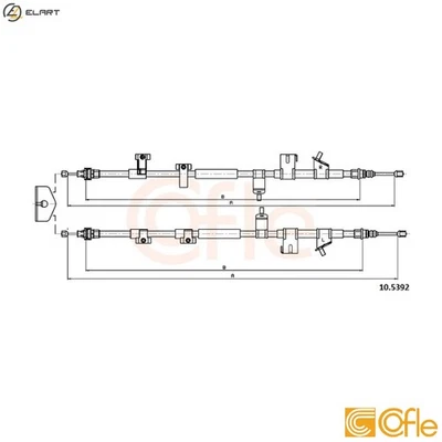CABLE PULL PARKING BRAKE 92.10.5392 FOR FORD TRANSIT/CONNECT/Wagon/MPV/V408 1.0L - Image 1 of 4
