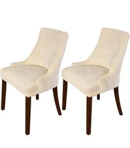 Stretch Wingback Side Dining Chair Slipcover Accent Chair Cover - Set Of 2 Beige - Picture 1 of 11