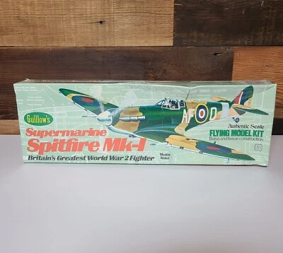 Vtg Guillow's Authentic Scale Flying Model Kit Supermarine Spitfire MK-1 #504 - Image 1 of 4