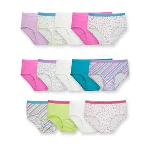 Sizes 14 Fruit of the Loom Girls Brief Underwear, 14 Pack Panties, 100% COTTON - Picture 1 of 2