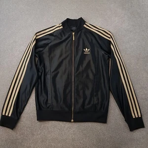 Adidas Mens Track Jacket Small Black Gold Trefoil Firebird Originals Retro 2009 - Picture 1 of 10