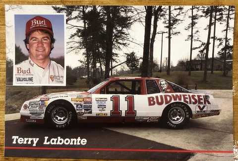 Terry LaBonte 1987 #11 Junior Johnson Budweiser Chevrolet Folded Postcard Cover
