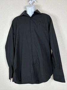 Stacy Adams Men Size 16.5 Black Button Up Shirt Long Sleeve 34/35 Pocket - Picture 1 of 7