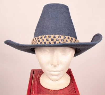 Sombrero de Vaquero Hombre De Colección Nos Años 70 Azul Denim Talla L Años 70 Foto 1 de 4