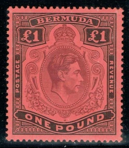 Bermuda 1938 SG121 £1 Purple & Black #17 Very Lightly Mounted Mint Cat. £300.00 - Picture 1 of 1