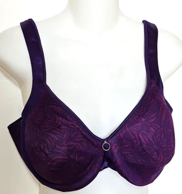 Lilyette Lift & Sculpt Underwire Minimizer Bra Style 0895 36D Purple on Purple - Image 1 of 4