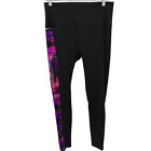 K-Deer Sneaker Length Black Leggings Size Xl Abstract Pink Purple Yoga Pants