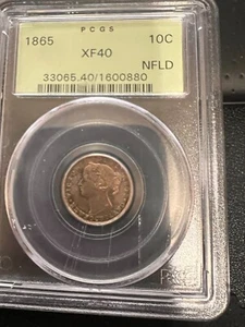 1865 Neufundland 10 Cent xf40 PCGS Green Label - Bild 1 von 3