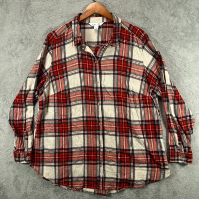 Camisas de franela a cuadros rojas de algodón talla grande 2X Old Navy para mujer Foto 1 de 4