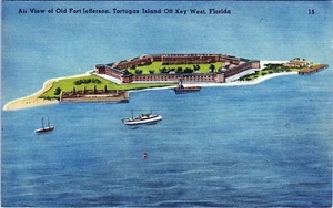 Postal Old Fort Jefferson Tortugas Island Vista Aérea Florida sin publicar - Imagen 1 de 2