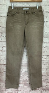 Chicos Platinum Size 0 Reg Denim Slim Leg Regular Jeans Soft Sand Wash Brown NEW - Picture 1 of 4