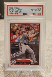2012 Topps Bryce Harper Blue Helmet Front Leg Up Rookie Card #661 PSA AUTHENTIC