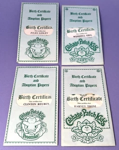 Lot of 4 VTG Cabbage Patch Kids 1980s Ephemera (Birth Certificates) Boy Blue - Picture 1 of 3