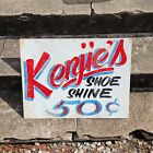 Vintage Kenjies Shoe Shine 50 Cent Sign Painted Metal