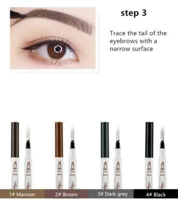 New 3D Eyebrow Tattoo Fork Pen Pencil Microblading Enhancer Waterproof 4Tip Brow - Image 1 of 4