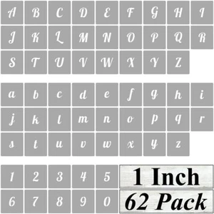 1 Inch Alphabet Letter Stencils for Painting - 62 Pack Letter and Number Sten... - Picture 1 of 7