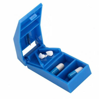 Pill Cutter Medicine Tablet Holder Splitter Half Storage Compartment Box UK - Image 1 of 4