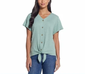 NWT Weatherproof Vintage Womens Tie Front Top Green Blouse Sz 2XL $60 4A003 - Picture 1 of 4