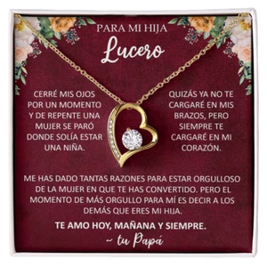 Regalo Collar Para Mujer Hija De Papá 14K o 18K Oro Zirconia Navidad Cumpleaños - Imagen 1 de 16