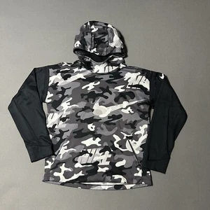 Nike Hoodie Youth XL Black Grey Camo Dri Fit Polyester Pullover Sweatshirt - Picture 1 of 10