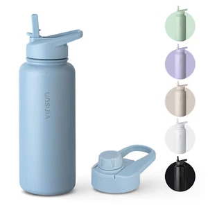 Trinkflasche Edelstahl 1L Thermoflasche Sport Gym Flasche isoliert blau Vinsun - Bild 1 von 6