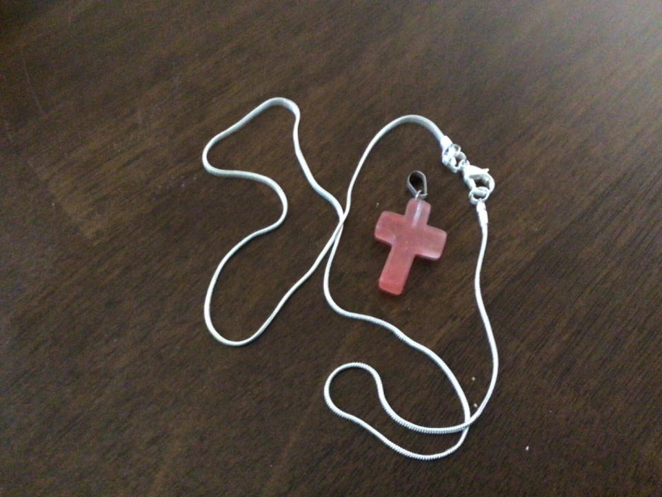 "Cruz de piedra de cornalina con cadena de 20"" marcada .925 envío gratuito" Foto 1 de 1