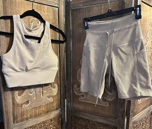 Move Theology Athletic Set Women's Tan Deluxe Ribbed (shorts tank top) NWT C14 - Picture 1 of 6