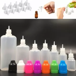 3ml-120ml Plastic Empty Squeezable Liquid Eye Dropper Bottles w/ Funnels - Picture 1 of 8