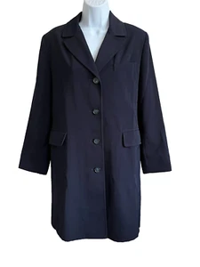 Jacqueline Ferrar Size M Navy Blue Long Coat - Picture 1 of 14