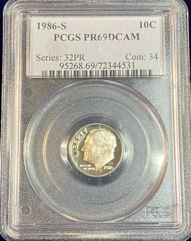 1986-S PCGS PR69DCAM 10C U.S. ROOSEVELT DIME Cover