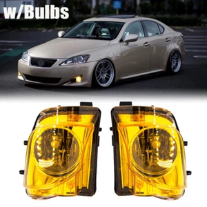2x For 2006-2010 LEXUS IS250 IS350 Yellow Lens Bumper Fog Lights Lamps w/Bulbs - Picture 1 of 12