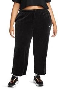 Nike NSW Black Velour Corduroy High Waist Wide Leg Pants DV5075-010 Women's 1X - Picture 1 of 14