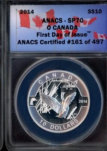 2014 O Canada Coin Series 10 dólares edición primer día #18 The Goose ANACS SP70 - Imagen 1 de 2