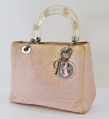 Authentic CHRISTIAN DIOR Pink Quilted Nylon Lady Dior Handbag Purse #57789 - Image 1 of 4