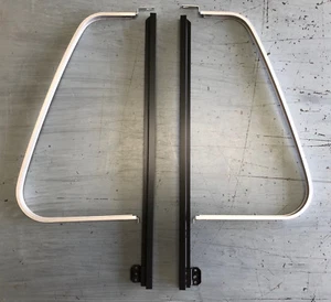 Pair VW T2 fixed quarter 1/4 light aluminium bars in black & C frames Alu C9014B - Picture 1 of 3