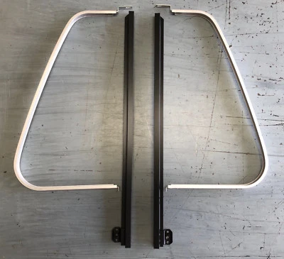 Pair VW T2 fixed quarter 1/4 light aluminium bars in black & C frames Alu C9014B - Image 1 of 3