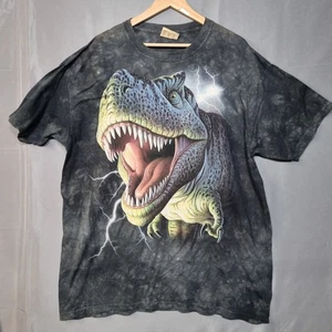 The Mountain T-Shirt Men's XXL Black Cotton Tie Dye Dinosaur Short Sleeve - Picture 1 of 8