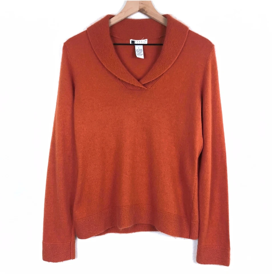 Suéter De Colección Cariole Little Angora Lambs Mezcla de Lana Para Mujer L Naranja Cuello en V L/S Foto 1 de 4