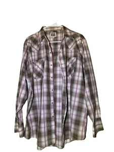 Ely Cattleman Herren Pearl Snap Western Hemd Größe LARGE mehrfarbig kariert  - Bild 1 von 3