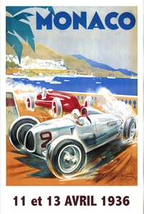 POSTER AFFICHE MONACO GRAND PRIX AUTOMOBILE 1936 - Imagen 1 de 1