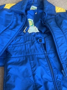 Vintage skyr Ski Suit Women's M Two Piece Snowsuit Blue Yellow - Picture 1 of 7