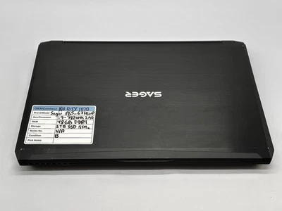 Sager R650HS Gaming Laptop i7-7820Hk, 2.90GHz, 48GB RAM, 1TB NVMe, No OS/Charger - Image 1 of 4