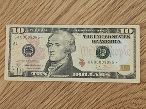 2004 A $10 "STAR NOTE BOSTON DISTRICT GA00007945* 0000 START LOW SERIAL NUMBER - Picture 1 of 5