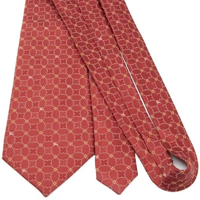 Burberry Jacquard Tie Red Yellow White Flower Logo Glossy from JAPAN Used silk - Image 1 of 4
