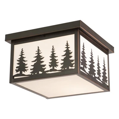 Yosemite 2-Light Outdoor Ceiling in Rustic and Square Style 6.5 Inches Tall and - Image 1 of 4
