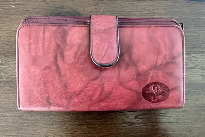 Buxton Rojo Borgoña Organizador Bolso sin asas Cartera Tarjeta de Crédito Identificación Cuero de Vaca Foto 1 de 4